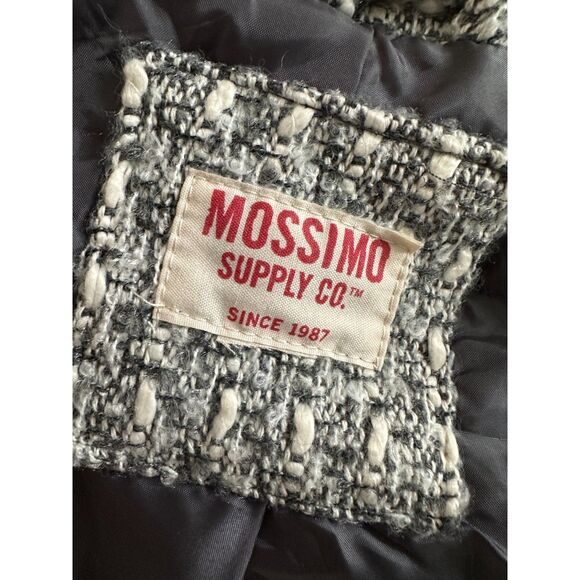 Mossimo Supply Co. Women Coat Tweed Hooded Front Tie Belt Pockets Lined Medium - Picture 4 of 11